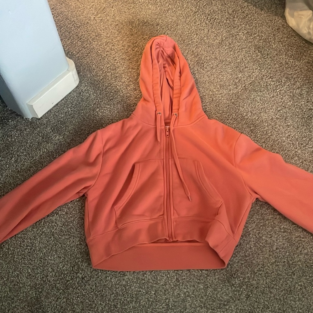 Peach cropped zip up